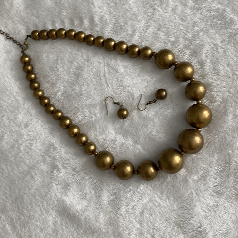 Bronze pearls / marbles spherical earrings - Picture 8 of 8